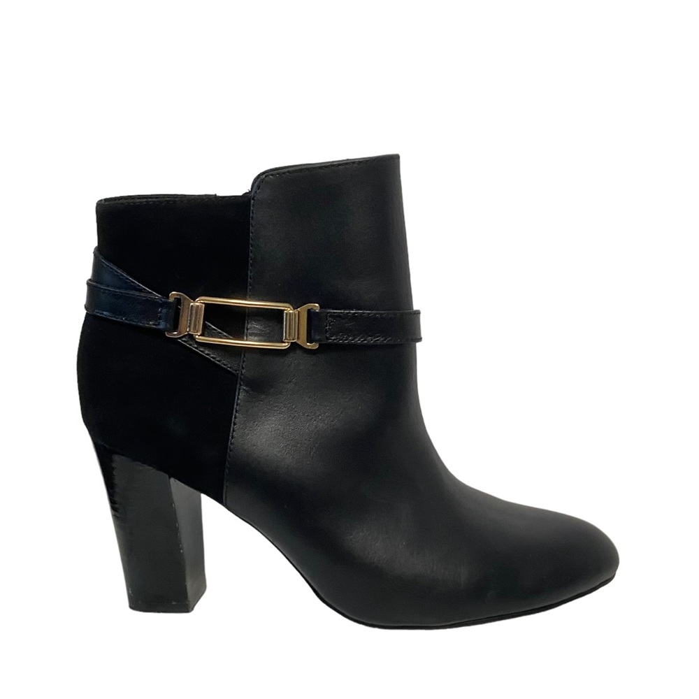 Isola Neptune Leather and Suede Holiday Preppy Casual Chic Ankle Boots Black - Picture 3 of 10